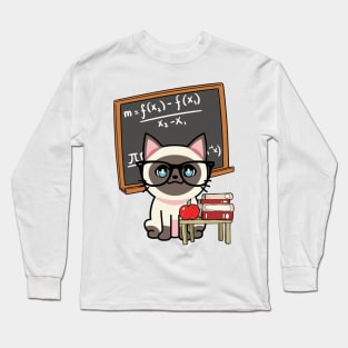 Funny siamese Cat is teaching Long Sleeve T-Shirt